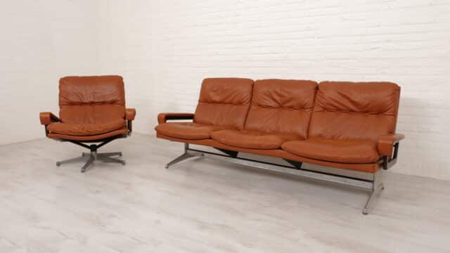 Vintage Sofa 3 Seater And Armchair King Sofa Leather
