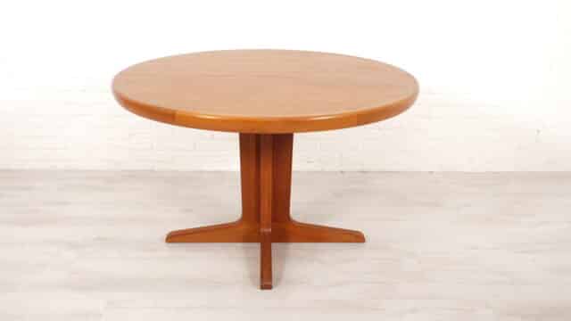 Vintage Round Dining Table Teak Extendable 120 Cm