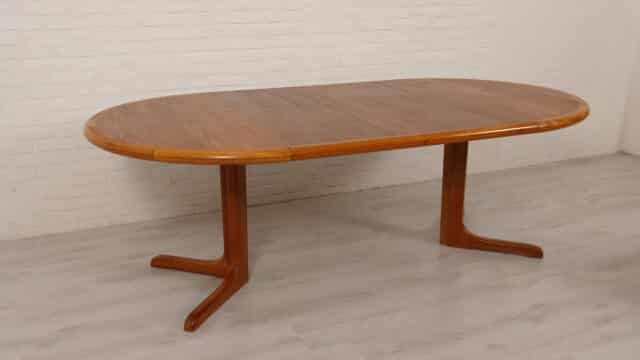 Vintage Round Dining Table Teak Extendable 120 Cm