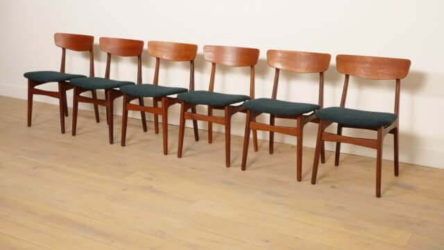 6 X Eetkamerstoelen Schinning Amp Elgaard Teak Opnieuw Gestoffeerd