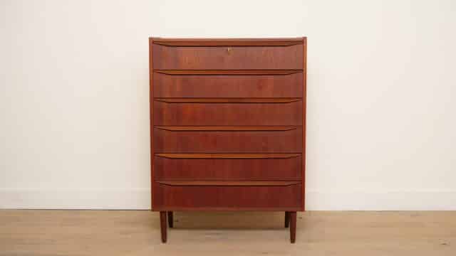 Commode Vintage 6 Tiroirs Design Danois 108 Cm