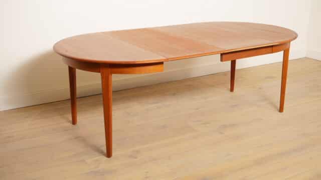 Vintage Round Dining Table Teak Extendable
