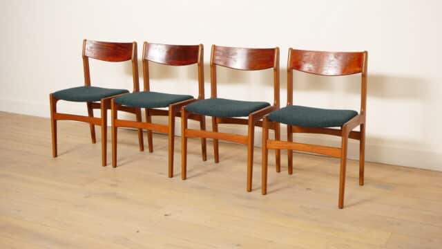 Set Of 4 Dining Chairs Vintage Reupholstered
