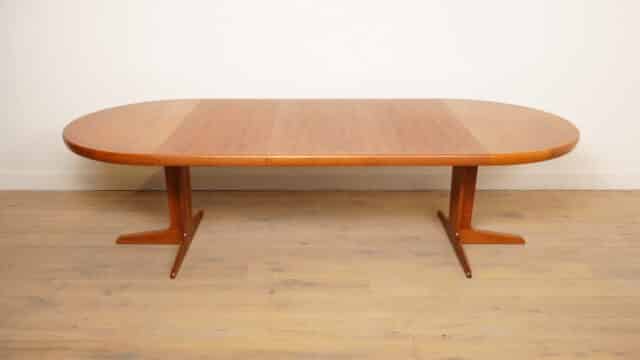 Vintage Eettafel Rond Teak Uitschuifbaar 120 Cm 3 Uitschuifbladen