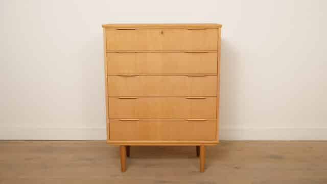 Vintage Danish Chest of Drawers Oak 5 Drawers 112 Cm