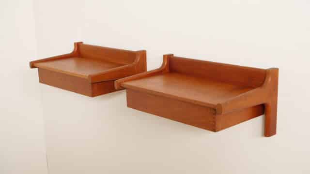 Set de tables de nuit suspendues danoises Teck Vintage