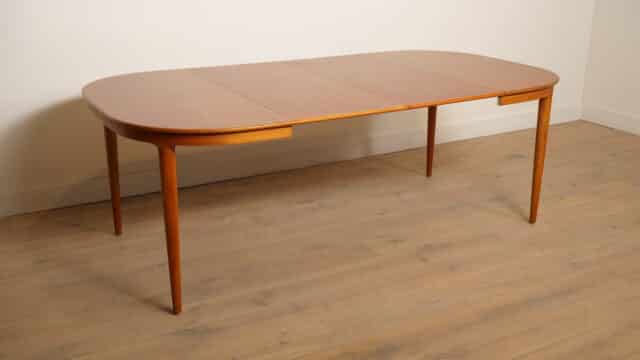 Table à manger vintage extensible en teck 114 cm 8211 214 cm