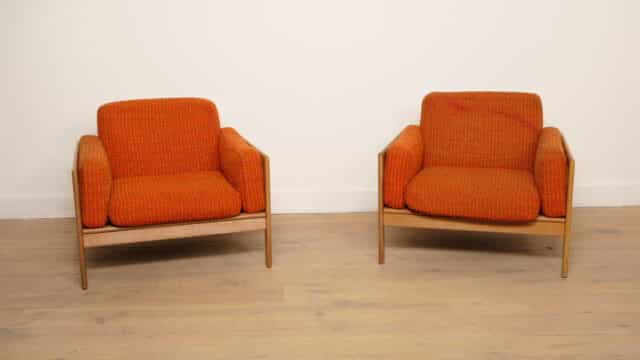 Set Of 2 Vintage Armchairs Oak Danish