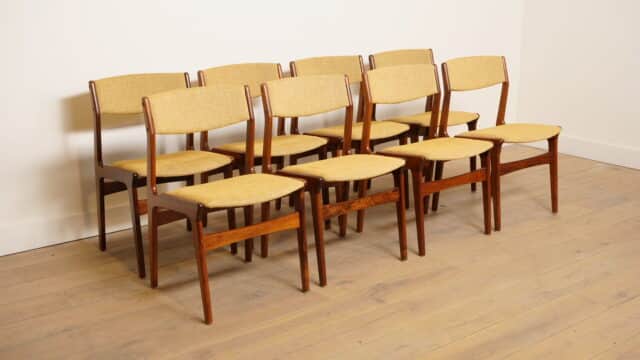 8 X Dining chairs Rosewood Reupholstered