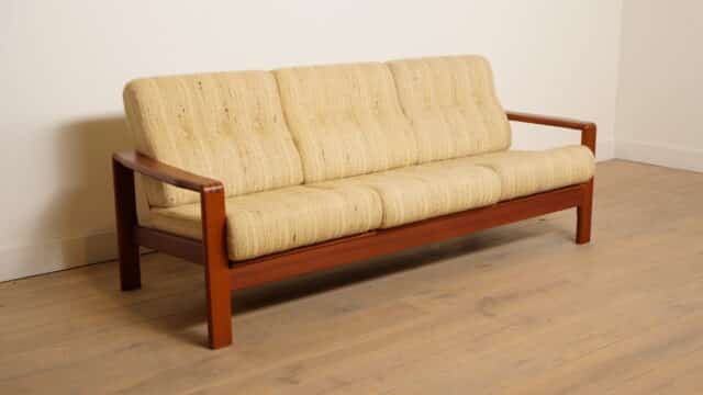 Vintage Bench 3 Seater Teak Cream Danish
