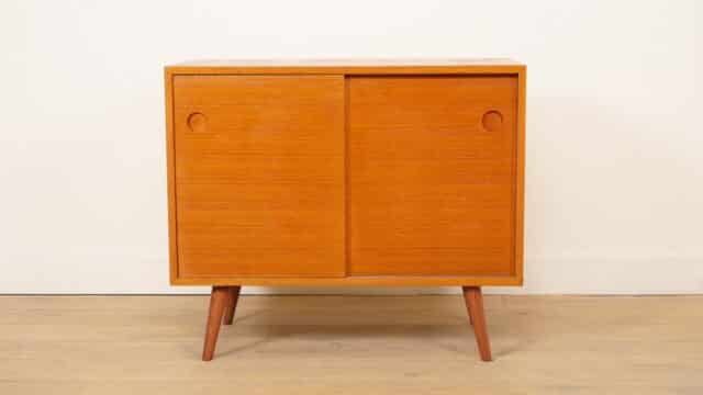 Vintage Cabinet With Sliding Doors Teak Audio Furniture