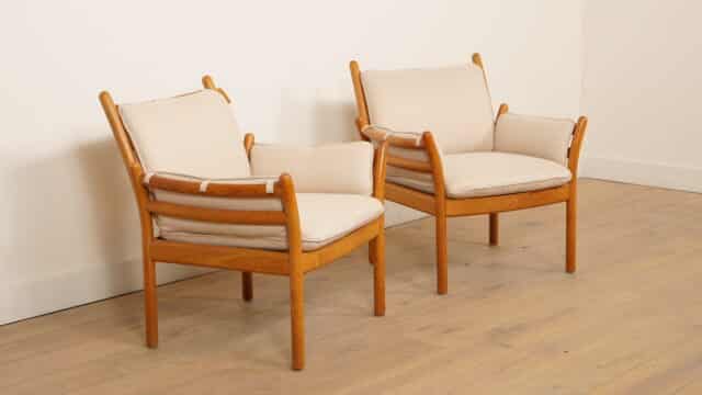 Set Of 2 Vintage Armchairs Illum Wraps For Silkeborg Model Genius Teak