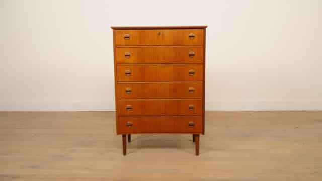 Commode vintage 6 tiroirs 104 cm Teck