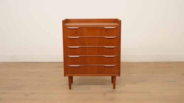 Commode vintage danoise en teck 5 tiroirs