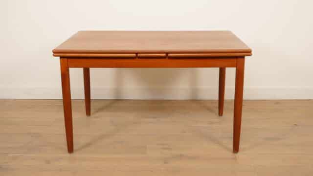 Table à manger vintage en teck à rallonges, 130 cm