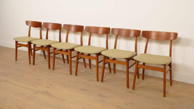 6 x Farstrup Model 210 Dining Chairs, Reupholstered in Green