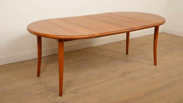 Vintage Ronde Eettafel Teak Uitschuifbaar Massief