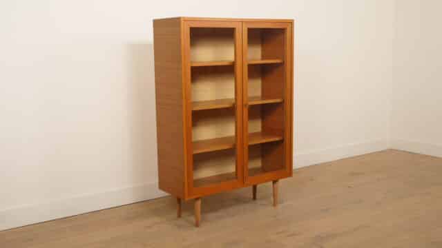 Armoire murale vintage, vaisselier, vitrine en teck