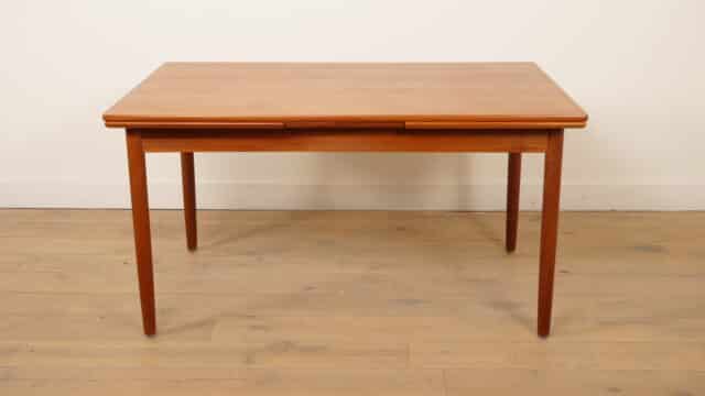 Table à manger vintage en teck, à rallonges, 140 cm