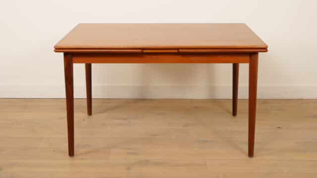 Table à manger vintage en teck à rallonges, 130 cm