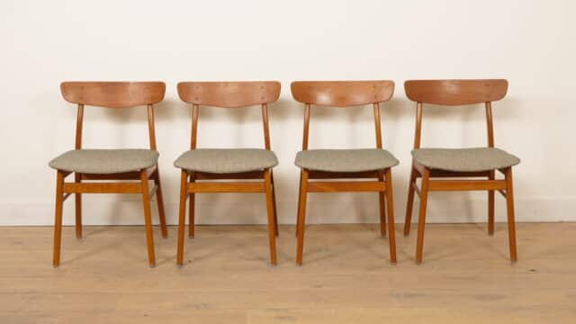 4 chaises de salle à manger Farstrup modèle 210, restaurées, vertes