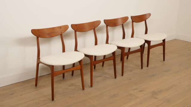 4 x Teak Dining Chairs, Reupholstered