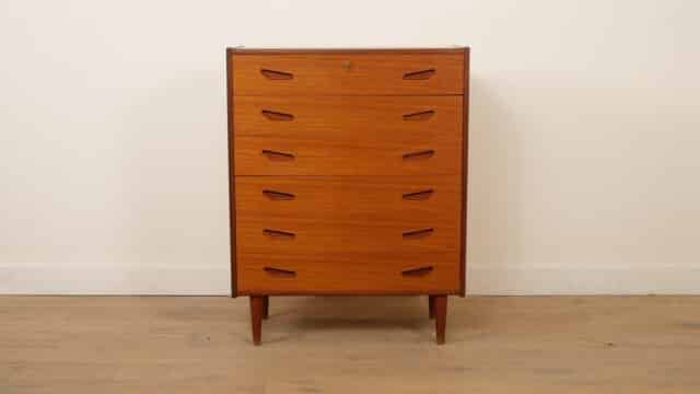Commode danoise vintage en teck, 6 tiroirs, 109 cm