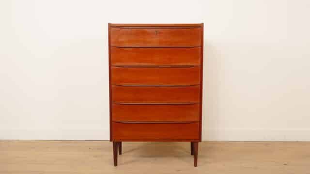Commode danoise vintage en teck, 6 tiroirs, 123 cm
