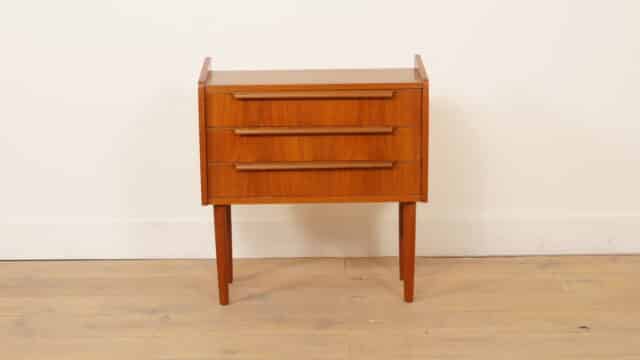 Vintage 3-drawer chest of drawers, bedside table, teak