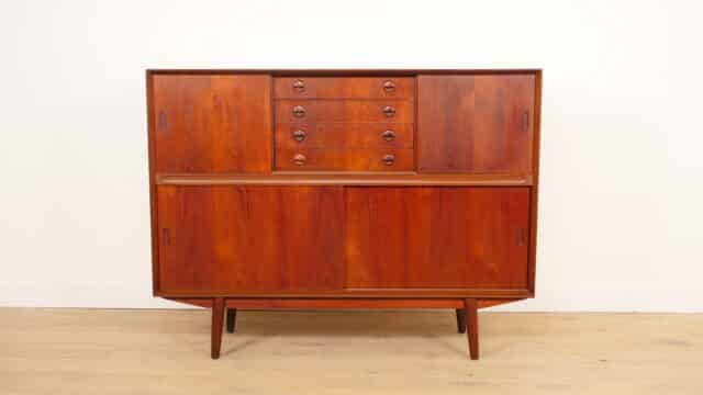 Vintage Highboard Met Bar Wandkast Teak 154 Cm