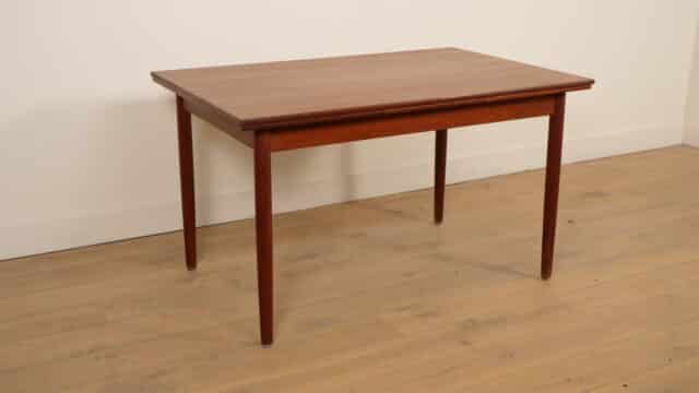 Table à manger vintage en teck à rallonges, 130 cm