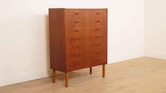 Unique Danish Teak Chest of Drawers with 5 Drawers and a Hidden Flap, 123 cm
