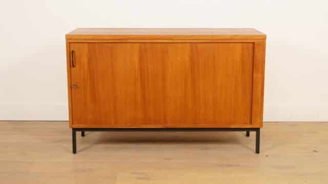 Vintage Sideboard with Tambour Sliding Door, 120 cm