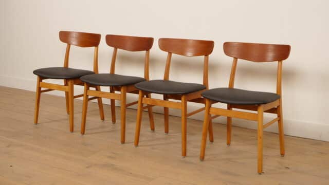 4 x Farstrup Model 210 Dining Chairs, Restored, Black