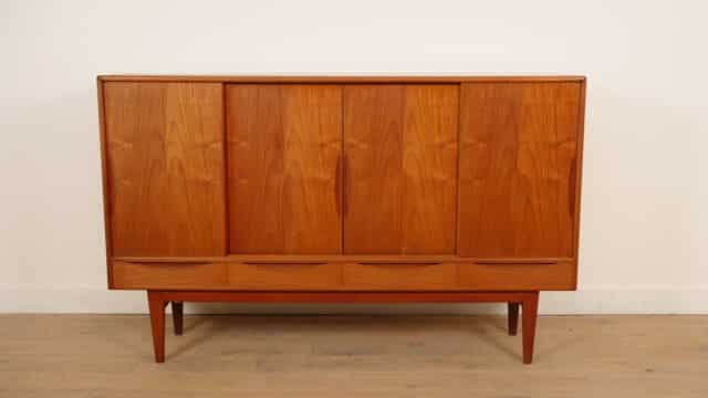 Vintage Danish Highboard Wall Unit, Teak, 185 cm