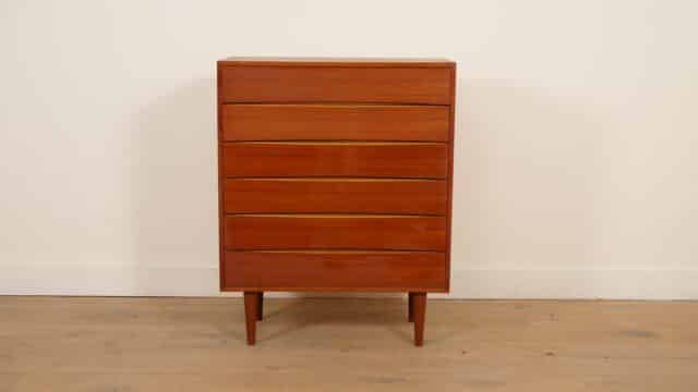 Vintage Danish Chest of Drawers, Arne Vodder Style, 6 Drawers, 101 cm
