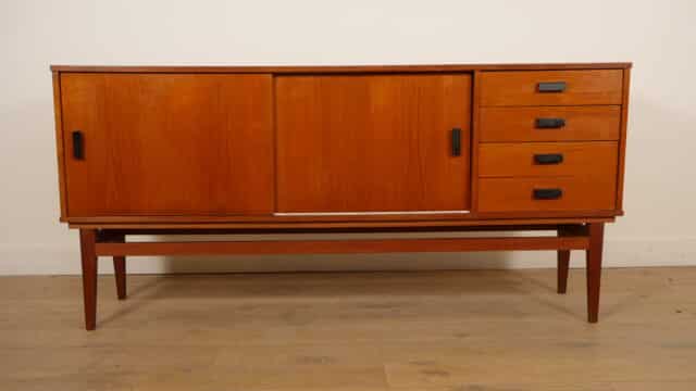 Vintage Teak Sideboard, 190 cm, with Black Details