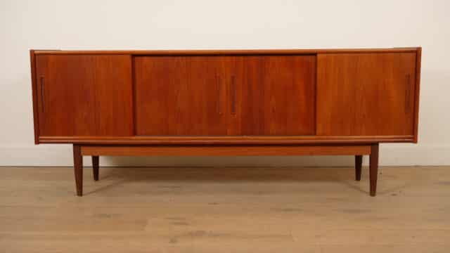 Vintage Sideboard with Sliding Doors, Scandinavian Design, 195 cm