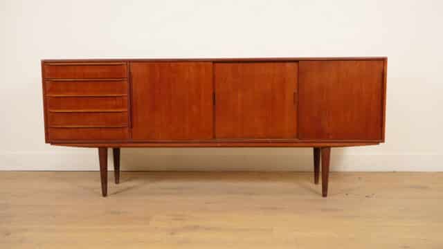 Vintage Danish Sideboard with Sliding Doors, Scandinavian Design, 200 cm