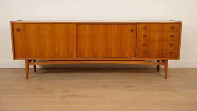 Vintage Sideboard XL with Sliding Doors, Scandinavian Design, 241 cm